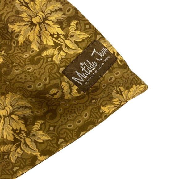 MATILDA JANE Calico Peasant Top Dress Olive Green/Pink Mauve Wood Button Sz 4 - Picture 4 of 5